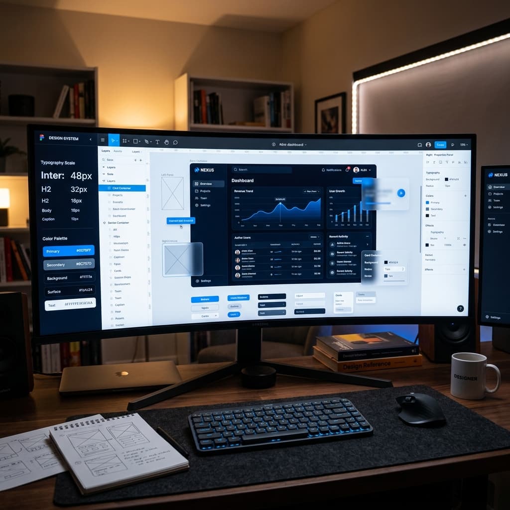 Modern UI/UX Design System Workspace and SaaS Interface